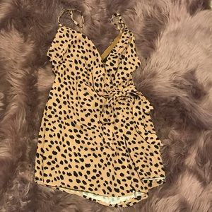 Spotted tan wrap romper